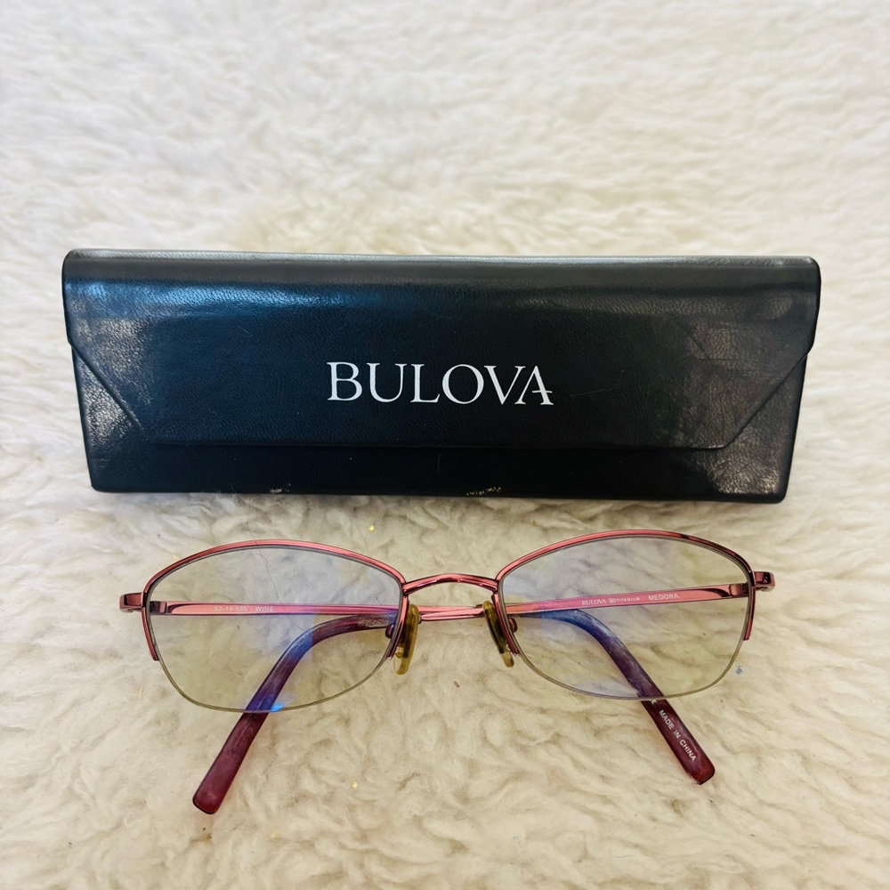 Bulova Medora Titanium Wine Eye Glasses Frame Only w/ Case 52-19 135